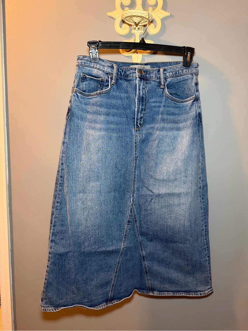 Joe's Jeans Medium Blue Denim Skirt with Contrast Stitching